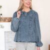 Arianna Chambray Denim Blouse