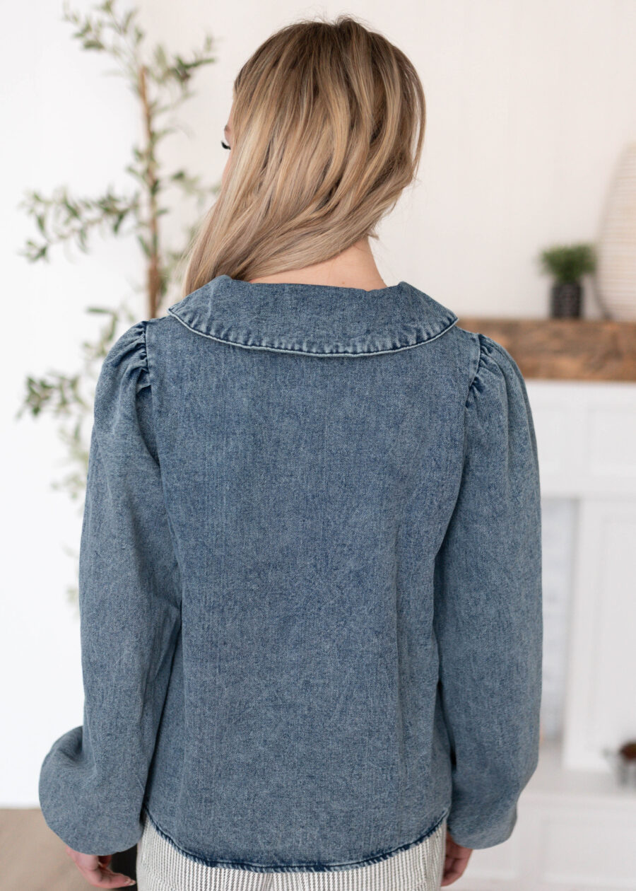 Arianna Chambray Denim Blouse