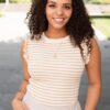 Ashley Taupe Striped Top