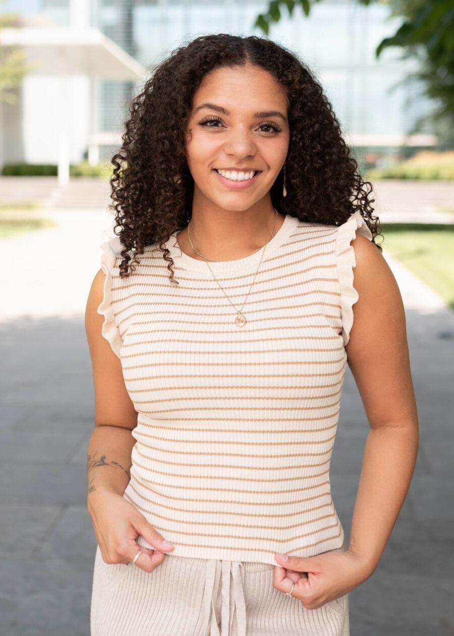 Ashley Taupe Striped Top