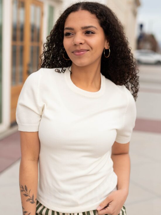 Ashlyn Ivory Short Sleeve Sweater