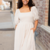 Atlas Cream Square Neck Dress