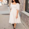 Atlas Cream Square Neck Dress