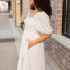 Atlas Cream Square Neck Dress