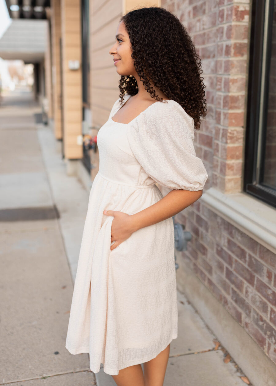 Atlas Cream Square Neck Dress
