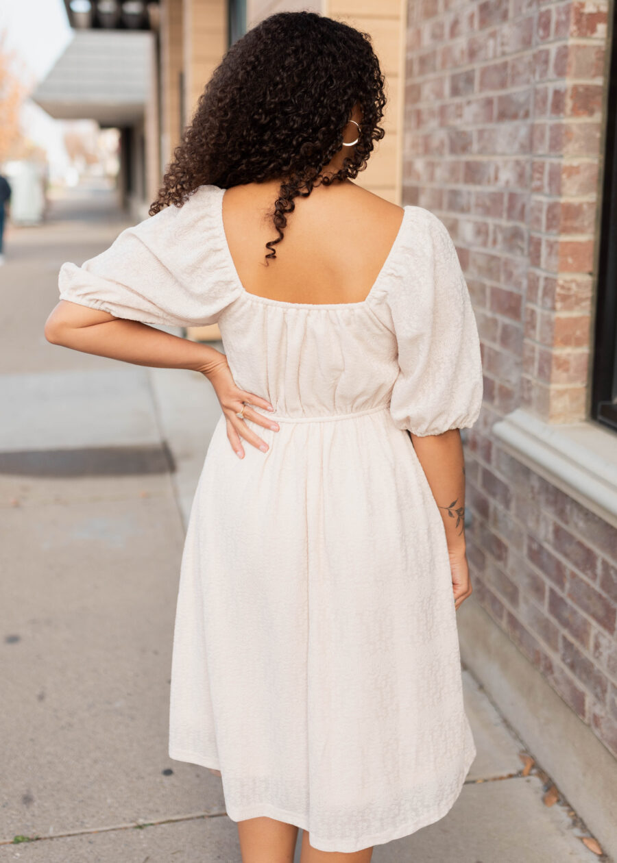 Atlas Cream Square Neck Dress