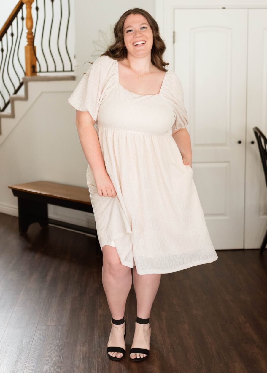 Atlas Cream Square Neck Dress