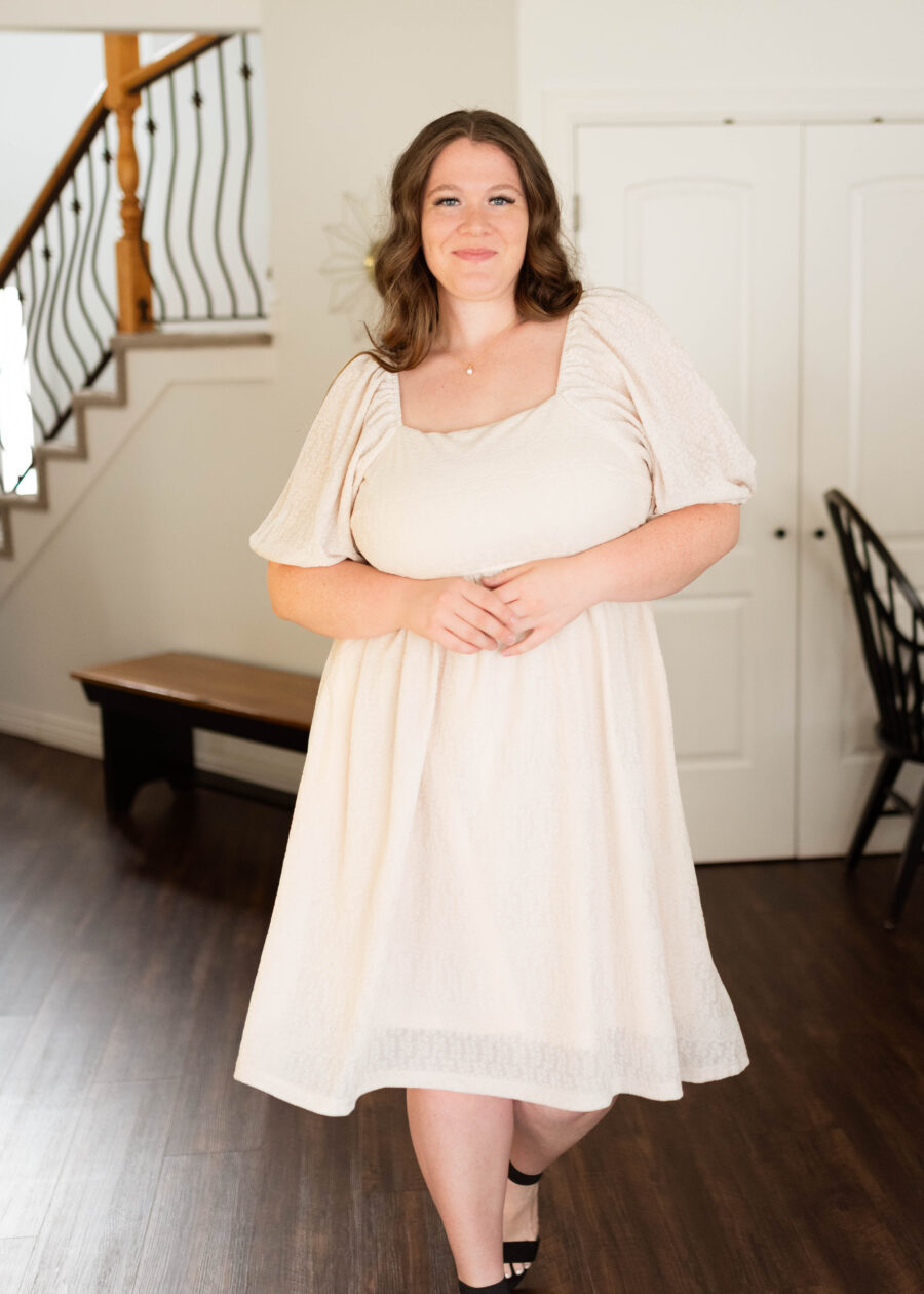 Atlas Cream Square Neck Dress