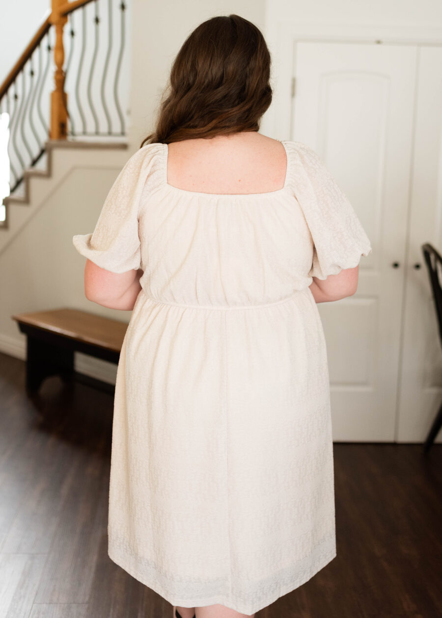 Atlas Cream Square Neck Dress