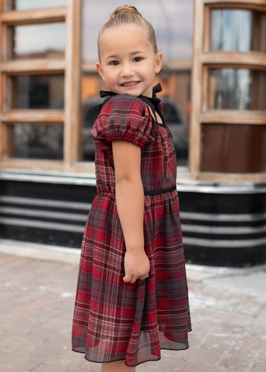 Aubrey Red Plaid Bow Little Girl Dress