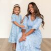 Audra Blue Floral Tiered Little Girl Dress