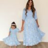 Audra Blue Floral Tiered Dress