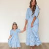 Audra Blue Floral Tiered Dress