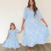 Audra Blue Floral Tiered Dress