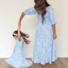 Audra Blue Floral Tiered Dress