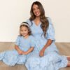 Audra Blue Floral Tiered Dress