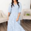 Audra Blue Floral Tiered Dress