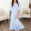 Audra Blue Floral Tiered Dress