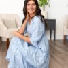 Audra Blue Floral Tiered Dress