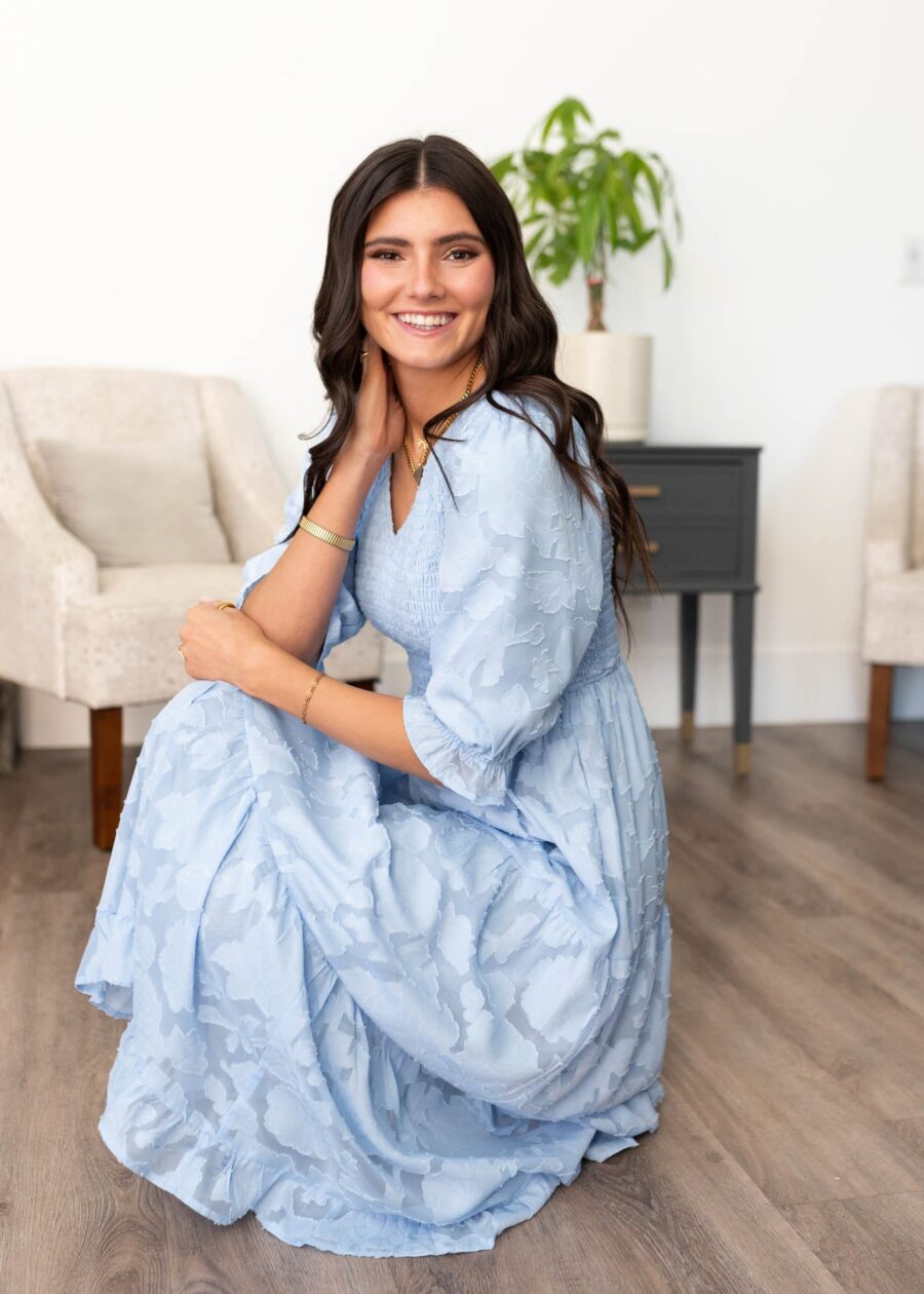 Audra Blue Floral Tiered Dress