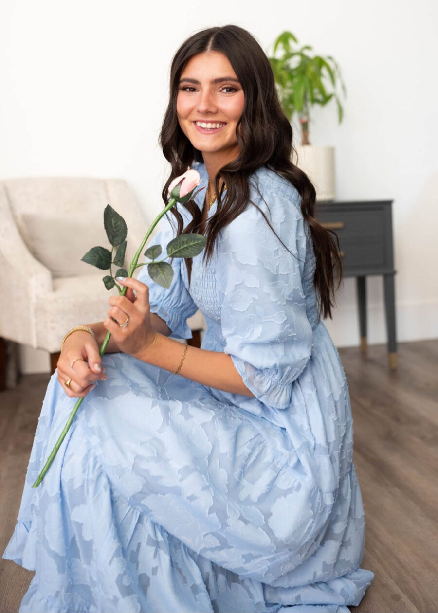 Audra Blue Floral Tiered Dress
