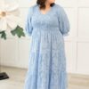 Audra Blue Floral Tiered Dress