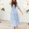 Audra Blue Floral Tiered Dress