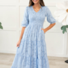 Audra Blue Floral Tiered Dress