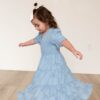 Audra Blue Floral Tiered Little Girl Dress