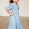 Audra Blue Floral Tiered Little Girl Dress