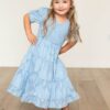 Audra Blue Floral Tiered Little Girl Dress