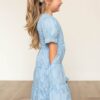 Audra Blue Floral Tiered Little Girl Dress