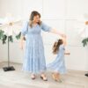 Audra Blue Floral Tiered Little Girl Dress