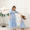 Audra Blue Floral Tiered Little Girl Dress
