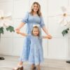 Audra Blue Floral Tiered Little Girl Dress