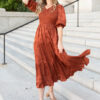 Aurelia Rust Smocked Dress
