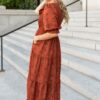 Aurelia Rust Smocked Dress