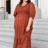 Aurelia Rust Smocked Dress