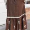 Aurora Brown Floral Embroidered Skirt