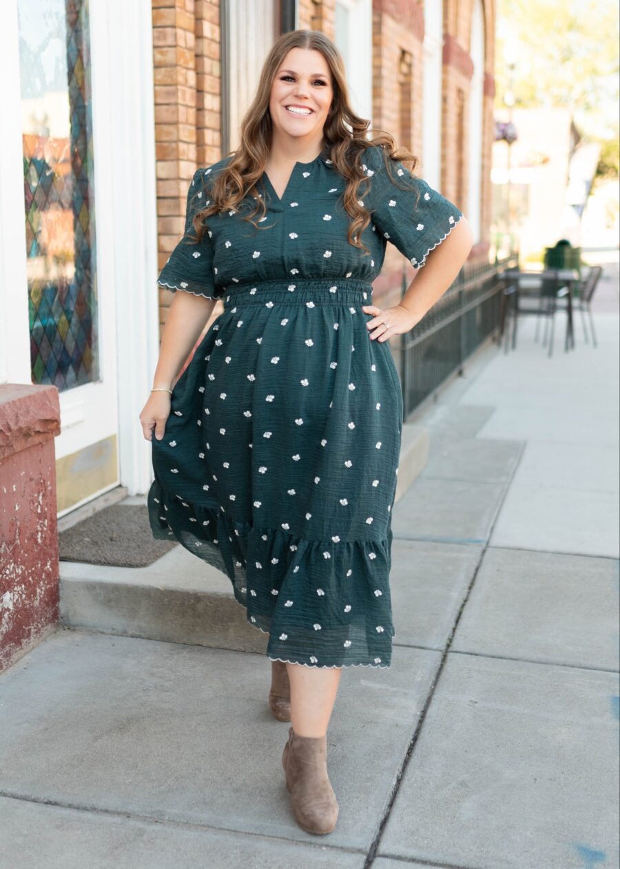 Ava Dark Teal Floral Dress
