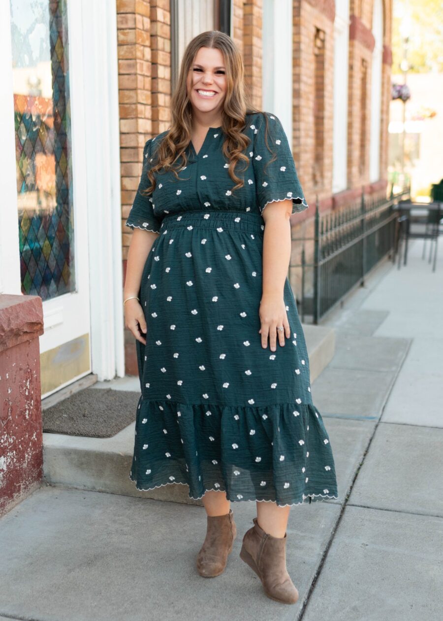 Ava Dark Teal Floral Dress