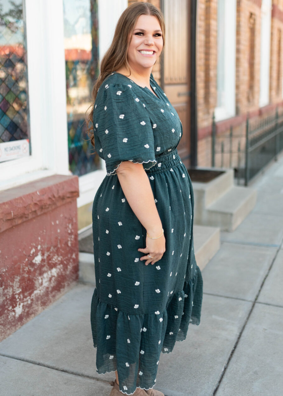 Ava Dark Teal Floral Dress