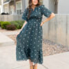Ava Dark Teal Floral Dress