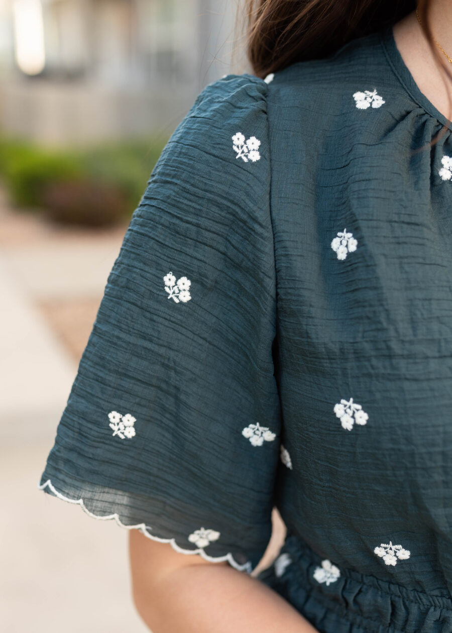 Ava Dark Teal Floral Dress