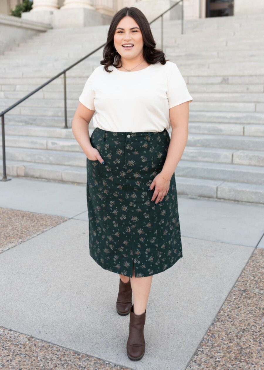 Ayala Green Floral Pencil Skirt
