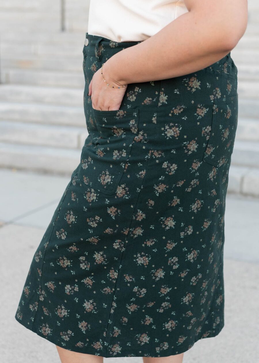 Ayala Green Floral Pencil Skirt