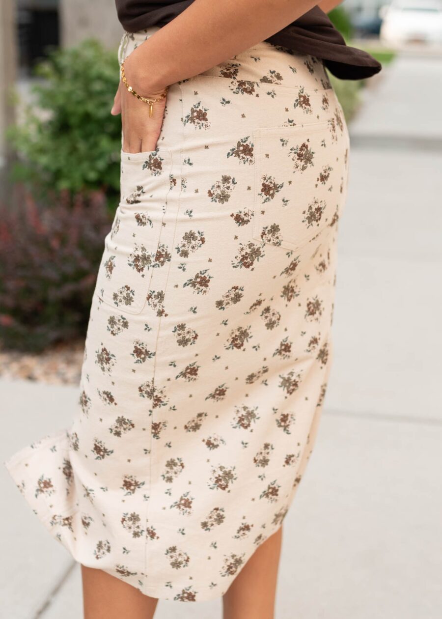 Ayala Natural Floral Pencil Skirt