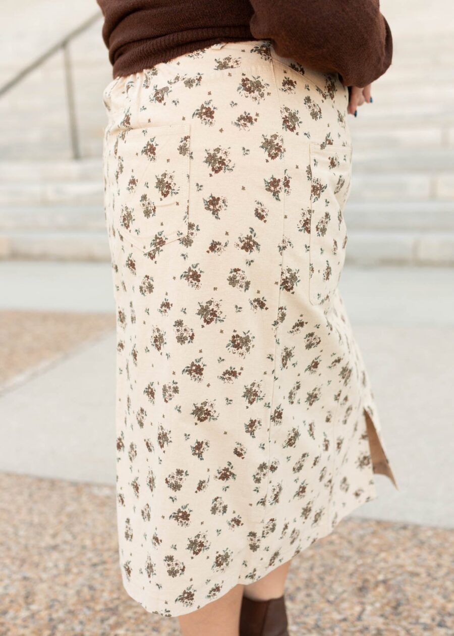 Ayala Natural Floral Pencil Skirt