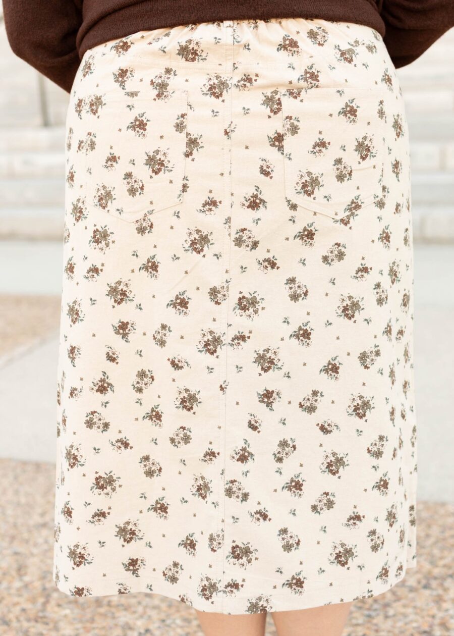 Ayala Natural Floral Pencil Skirt