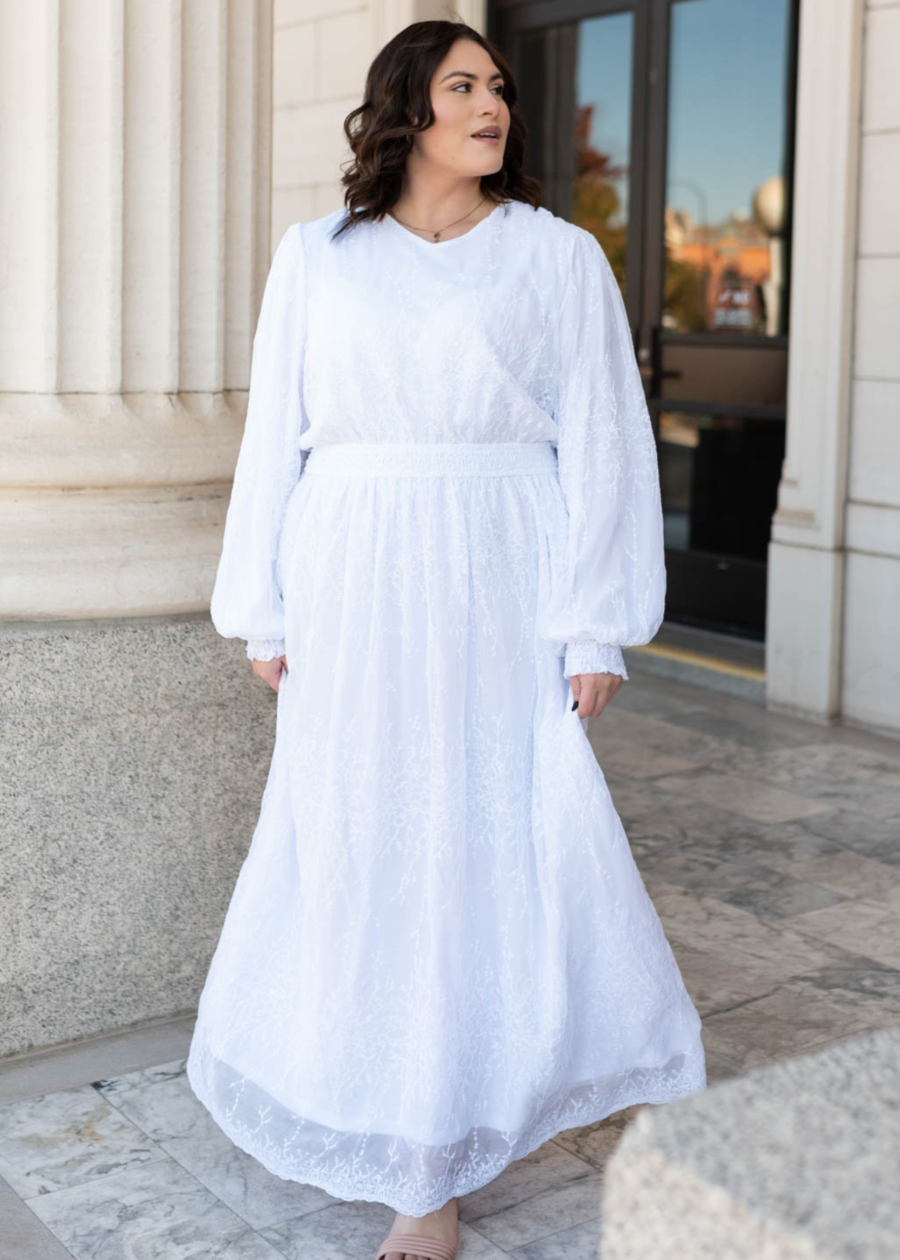 Aylee White Embroidered Maxi Dress
